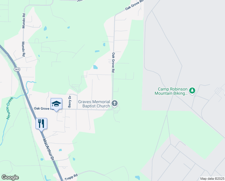 map of restaurants, bars, coffee shops, grocery stores, and more near 4324 Oak Grove Road in North Little Rock