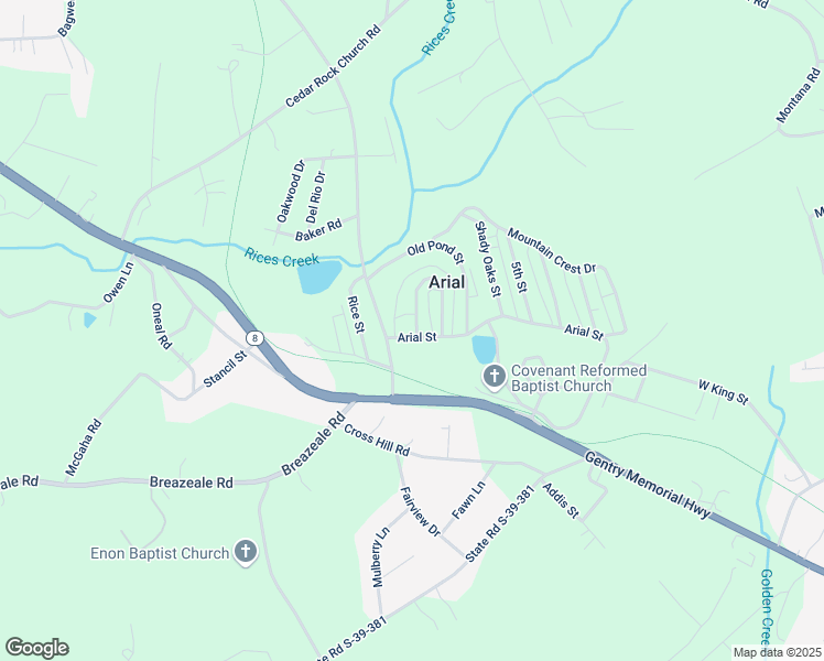 map of restaurants, bars, coffee shops, grocery stores, and more near 116 Cobb Street in Easley