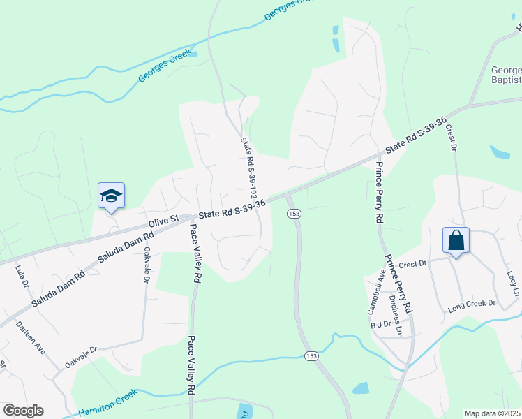 map of restaurants, bars, coffee shops, grocery stores, and more near 101 Bishop Drive in Easley