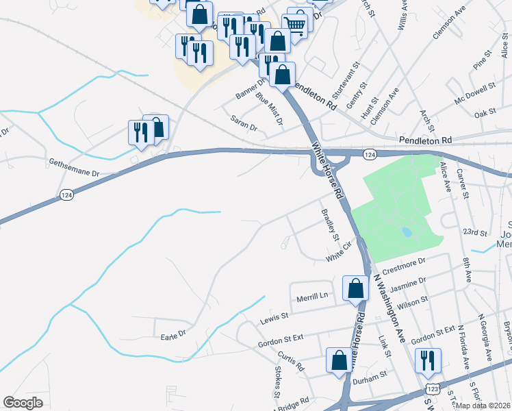 map of restaurants, bars, coffee shops, grocery stores, and more near 109 Desor in Greenville