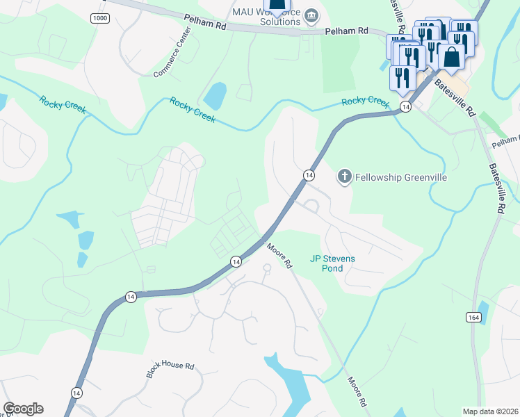 map of restaurants, bars, coffee shops, grocery stores, and more near 3252 South Carolina 14 in Greenville