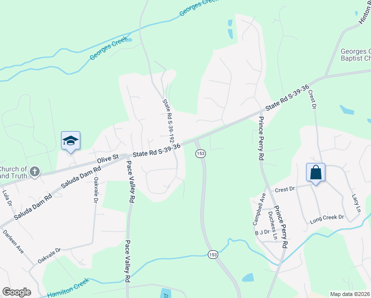 map of restaurants, bars, coffee shops, grocery stores, and more near 1412 Saluda Dam Road in Easley