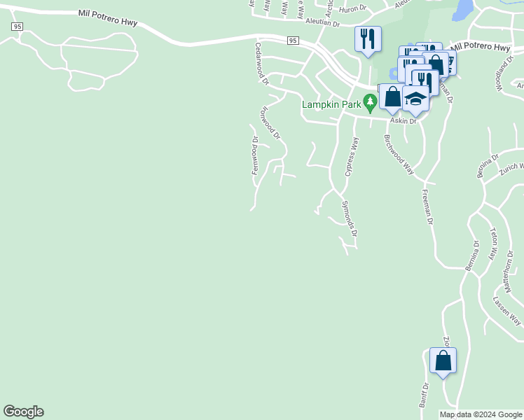 map of restaurants, bars, coffee shops, grocery stores, and more near 2000 Ironwood Drive in Pine Mountain Club