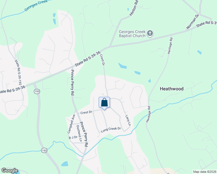 map of restaurants, bars, coffee shops, grocery stores, and more near 103 Crest Way in Easley