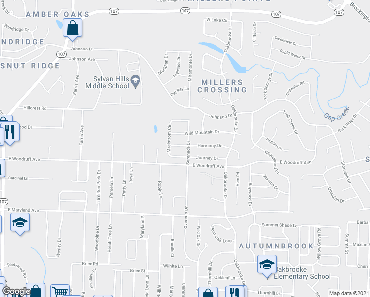 map of restaurants, bars, coffee shops, grocery stores, and more near 9601 Mercury Drive in Sherwood