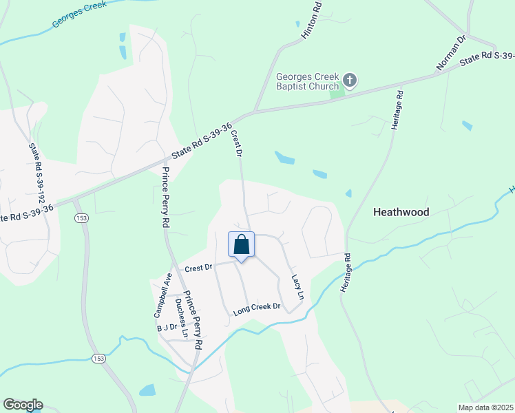 map of restaurants, bars, coffee shops, grocery stores, and more near 107 Crest Way in Easley