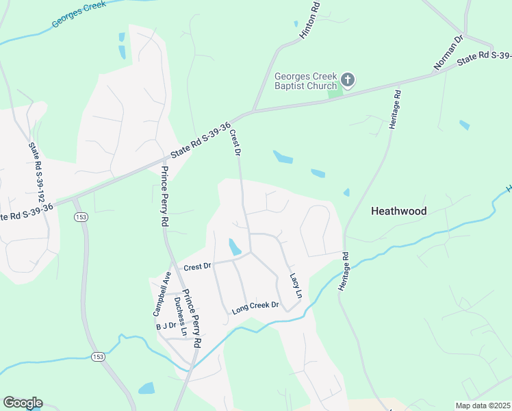 map of restaurants, bars, coffee shops, grocery stores, and more near 107 Crest Way in Easley