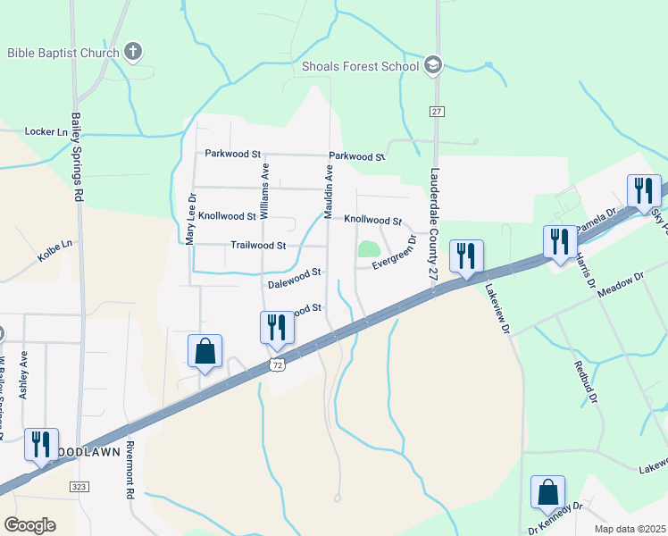 map of restaurants, bars, coffee shops, grocery stores, and more near 201-299 Benita Drive in Florence