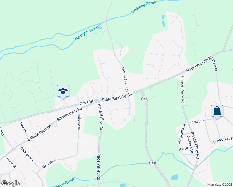 map of restaurants, bars, coffee shops, grocery stores, and more near 1335 Saluda Dam Road in Easley