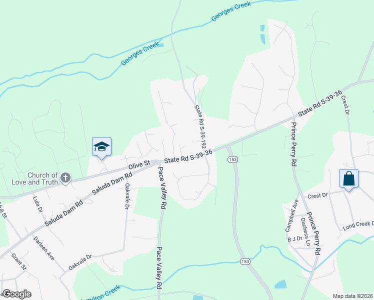 map of restaurants, bars, coffee shops, grocery stores, and more near 1335 Saluda Dam Road in Easley