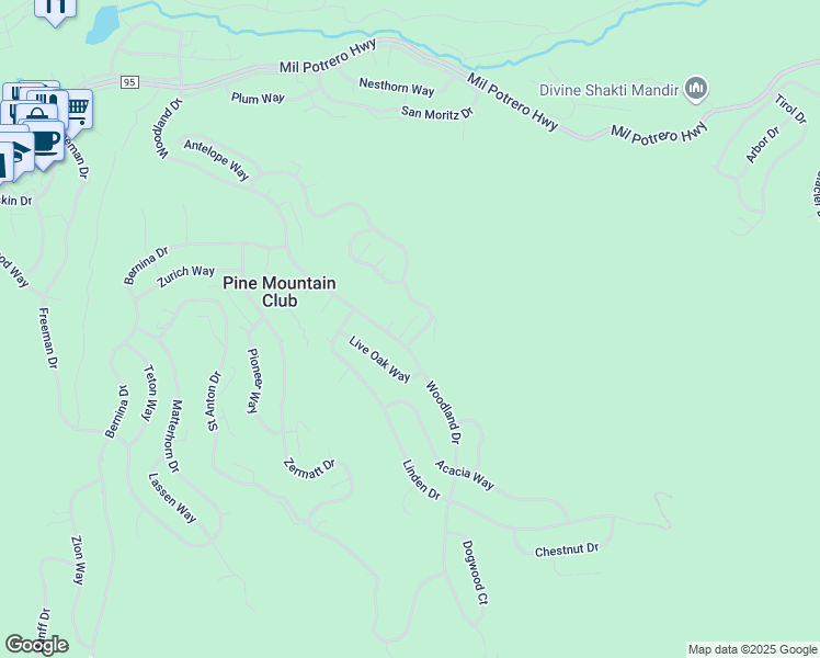 map of restaurants, bars, coffee shops, grocery stores, and more near 2033 Tulip Place in Frazier Park