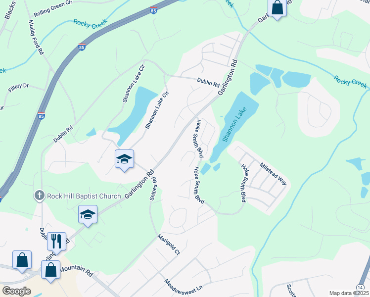 map of restaurants, bars, coffee shops, grocery stores, and more near 108 North Woodgreen Way in Greenville