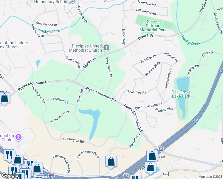 map of restaurants, bars, coffee shops, grocery stores, and more near 255 Riley Smith Drive in Greenville