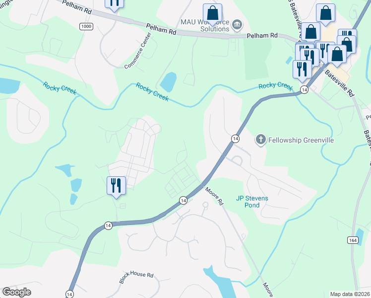 map of restaurants, bars, coffee shops, grocery stores, and more near 3252 South Carolina 14 in Greenville
