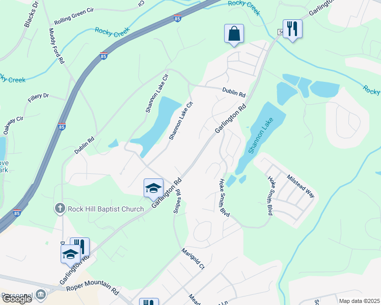 map of restaurants, bars, coffee shops, grocery stores, and more near 1013 Garlington Road in Greenville
