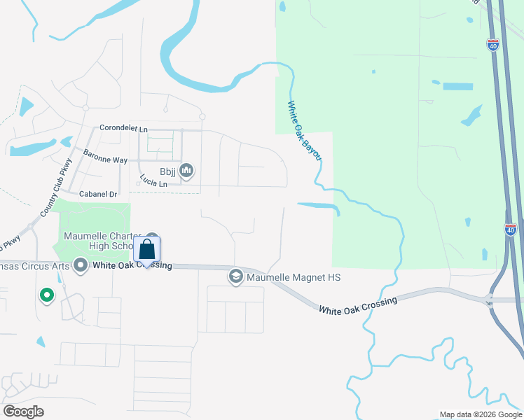 map of restaurants, bars, coffee shops, grocery stores, and more near 10020 Natural Trail in North Little Rock