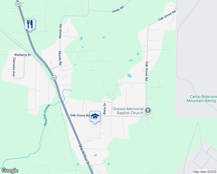 map of restaurants, bars, coffee shops, grocery stores, and more near 10025 Oakland Drive in North Little Rock
