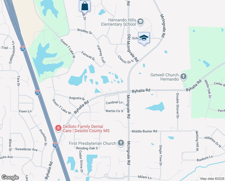 map of restaurants, bars, coffee shops, grocery stores, and more near 976 Eagle Ridge Cove in Hernando