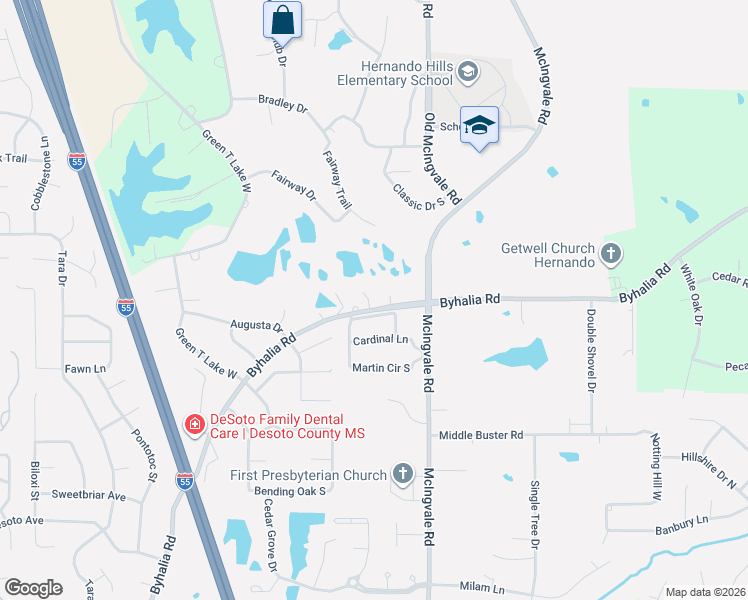 map of restaurants, bars, coffee shops, grocery stores, and more near 976 Eagle Ridge Cove in Hernando