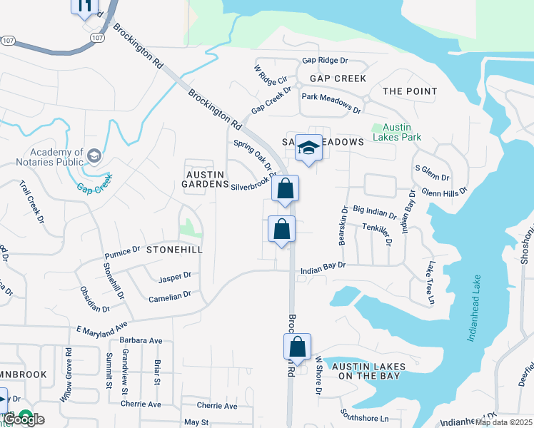 map of restaurants, bars, coffee shops, grocery stores, and more near 9901 Brockington Road in Sherwood