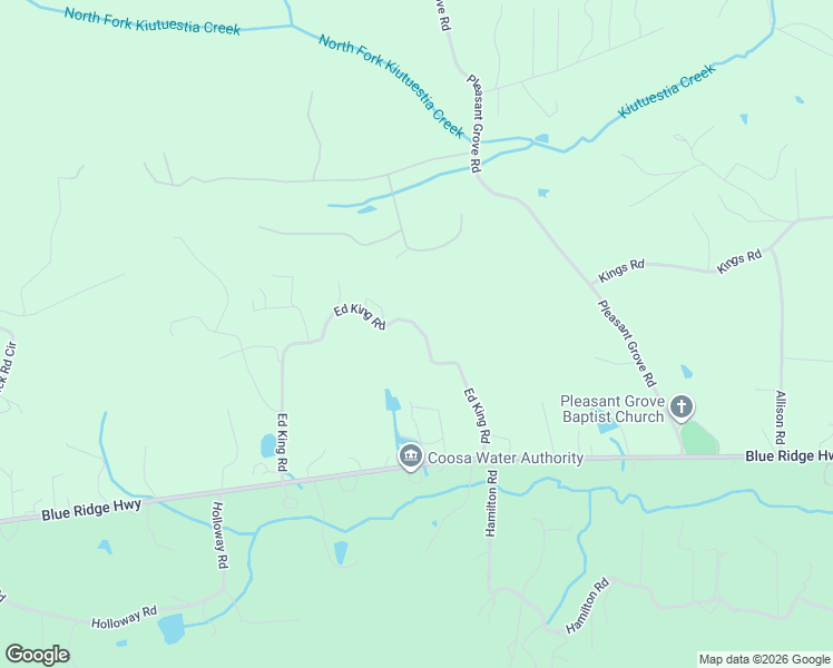 map of restaurants, bars, coffee shops, grocery stores, and more near 376 Ed King Road in Blairsville