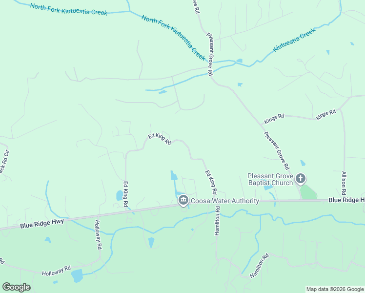 map of restaurants, bars, coffee shops, grocery stores, and more near 376 Ed King Road in Blairsville