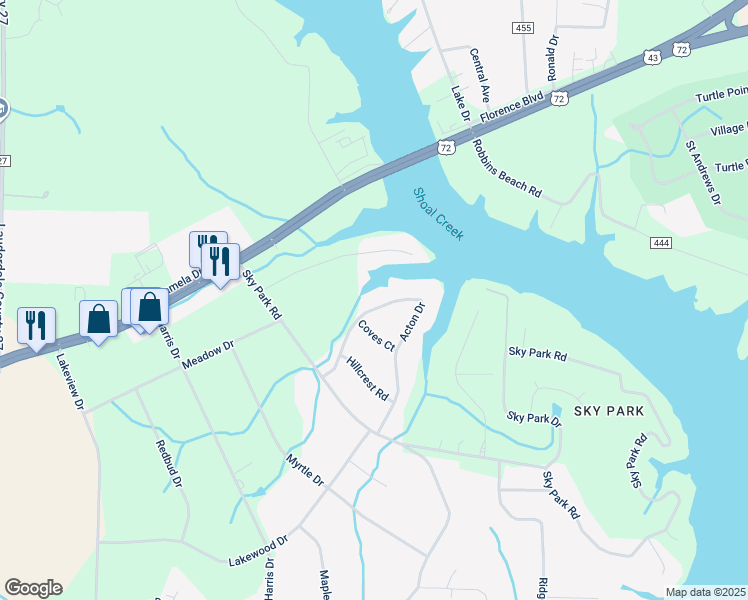 map of restaurants, bars, coffee shops, grocery stores, and more near 262-536 Acton Dr in Florence