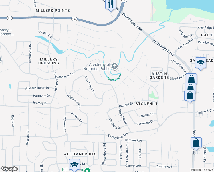 map of restaurants, bars, coffee shops, grocery stores, and more near 8700 Johnson Drive in Sherwood