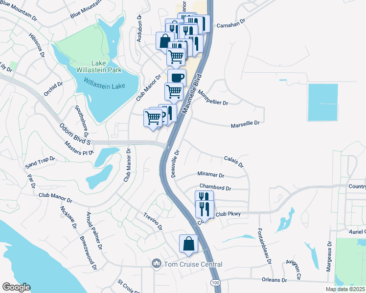 map of restaurants, bars, coffee shops, grocery stores, and more near 180 Deauville Drive in Maumelle