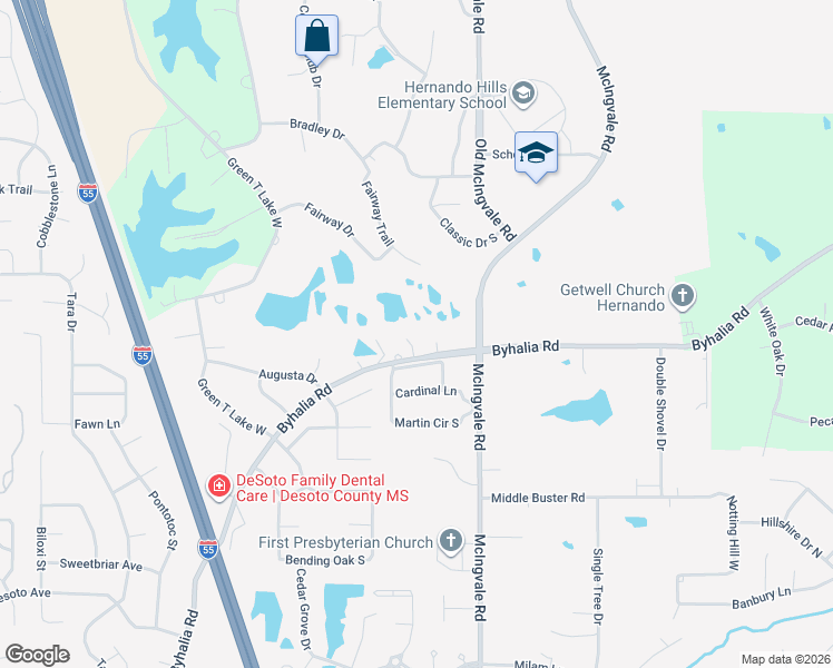 map of restaurants, bars, coffee shops, grocery stores, and more near 976 Eagle Ridge Cove in Hernando