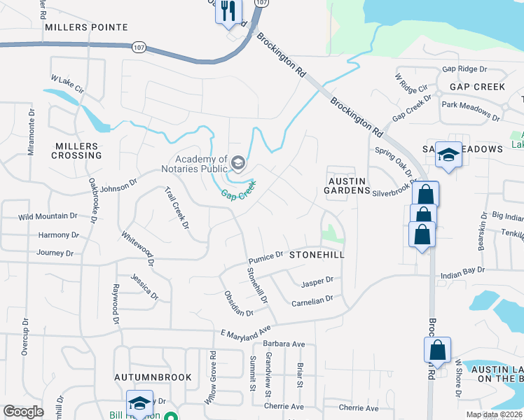 map of restaurants, bars, coffee shops, grocery stores, and more near 8416 Garnet Cove in Sherwood