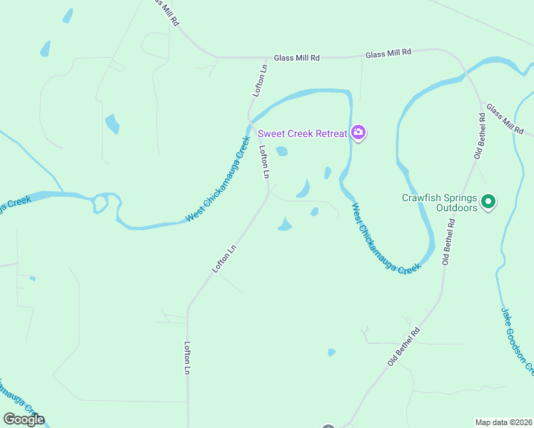 map of restaurants, bars, coffee shops, grocery stores, and more near 531 Lofton Lane in Chickamauga