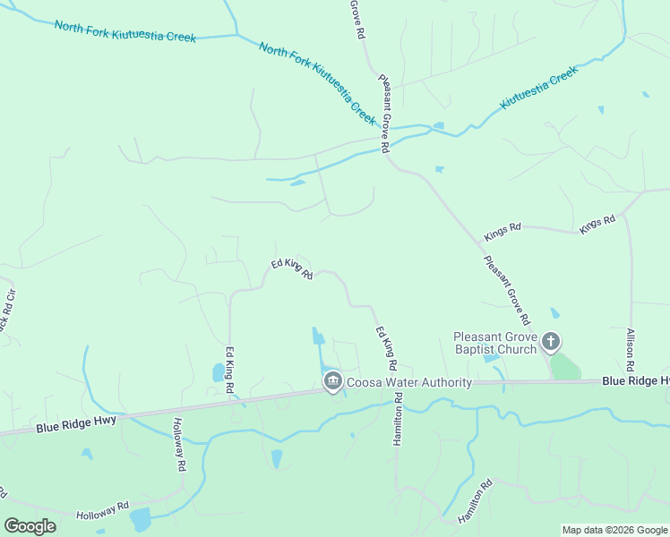 map of restaurants, bars, coffee shops, grocery stores, and more near 376 Ed King Road in Blairsville