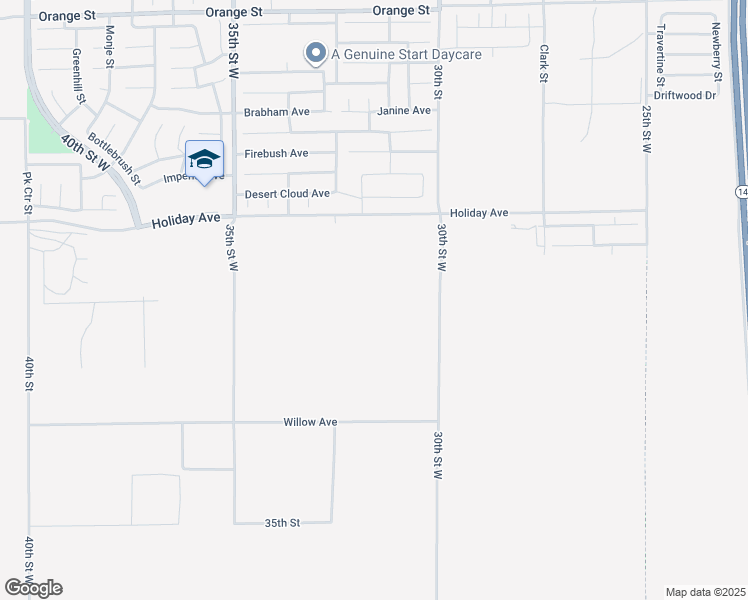 map of restaurants, bars, coffee shops, grocery stores, and more near Holiday Avenue in Rosamond