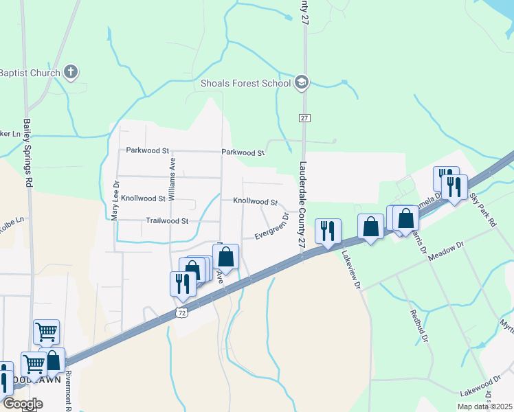 map of restaurants, bars, coffee shops, grocery stores, and more near 109 Shane Avenue in Florence