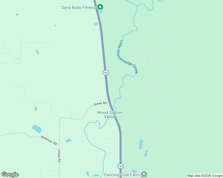 map of restaurants, bars, coffee shops, grocery stores, and more near 10211 Alabama Highway in Ringgold