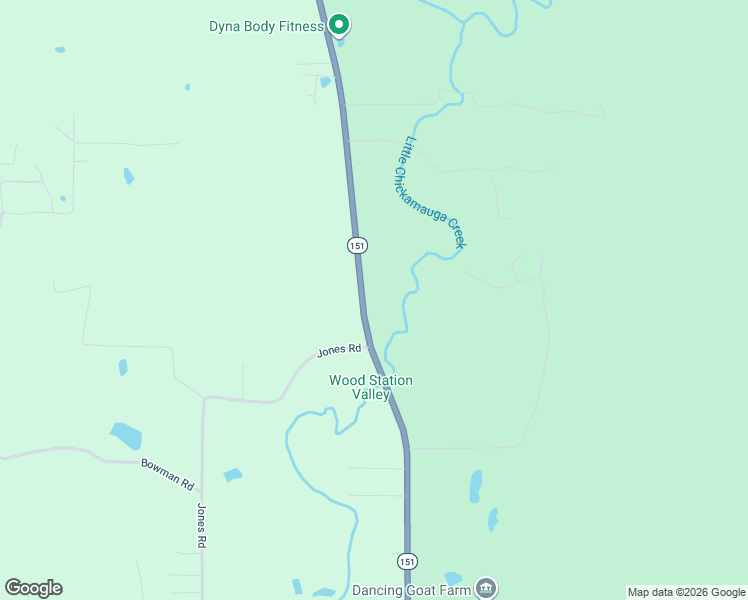 map of restaurants, bars, coffee shops, grocery stores, and more near 10211 Alabama Highway in Ringgold