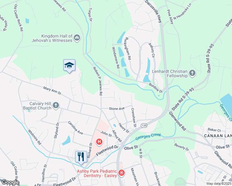 map of restaurants, bars, coffee shops, grocery stores, and more near 118 Riverstone Court in Easley