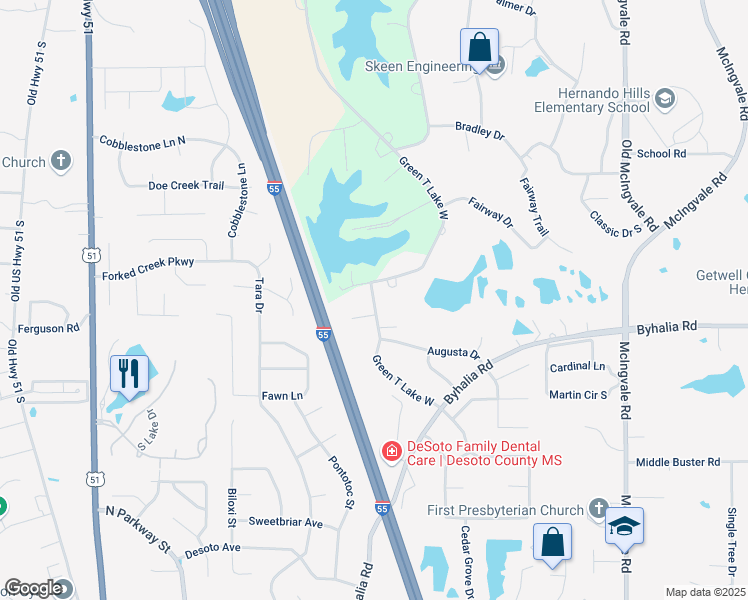 map of restaurants, bars, coffee shops, grocery stores, and more near 450 Calloway Cove in Hernando