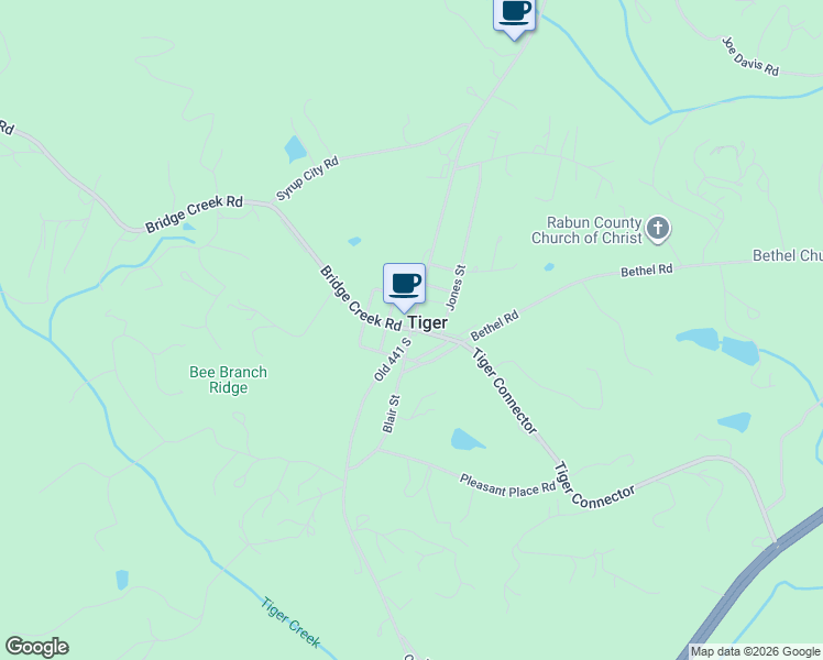 map of restaurants, bars, coffee shops, grocery stores, and more near in Tiger