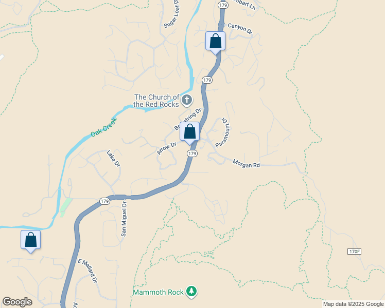 map of restaurants, bars, coffee shops, grocery stores, and more near 456 Arizona 179 in Sedona