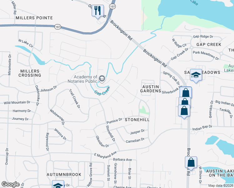 map of restaurants, bars, coffee shops, grocery stores, and more near 8416 Garnet Cove in Sherwood
