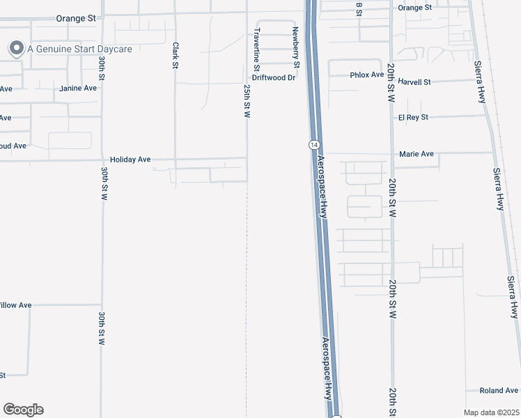 map of restaurants, bars, coffee shops, grocery stores, and more near 25th Street West in Rosamond