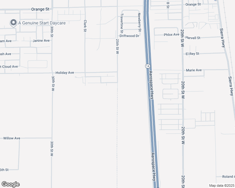 map of restaurants, bars, coffee shops, grocery stores, and more near 25th Street West in Rosamond