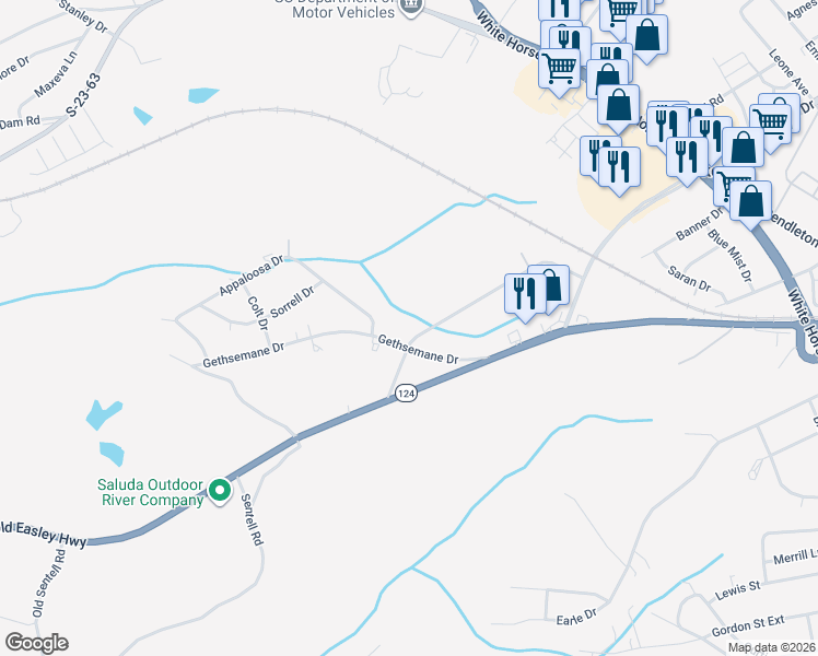 map of restaurants, bars, coffee shops, grocery stores, and more near 224 Old Bramlett Road in Greenville