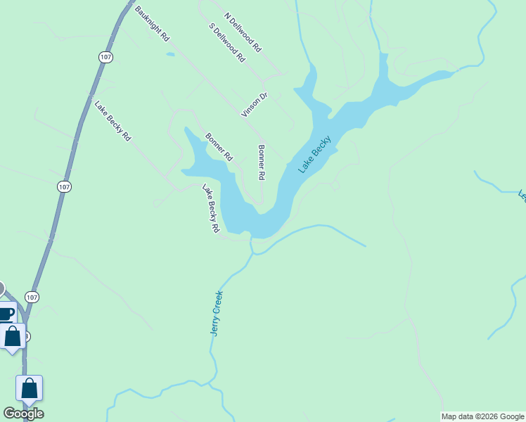 map of restaurants, bars, coffee shops, grocery stores, and more near 171 Bonner Road in Mountain Rest