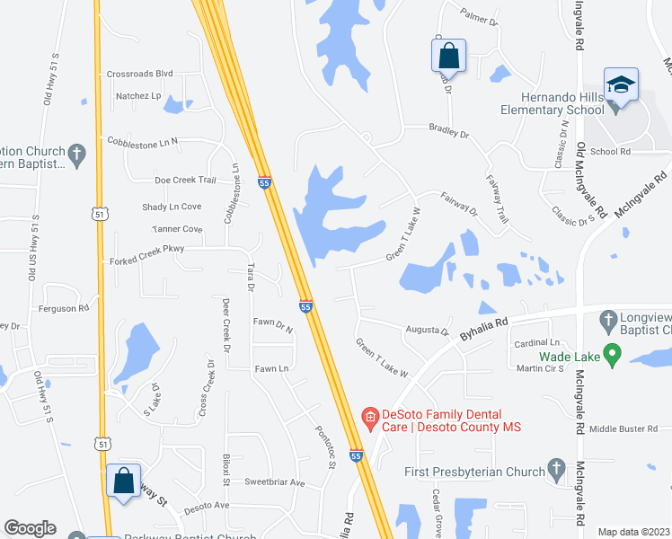 map of restaurants, bars, coffee shops, grocery stores, and more near 1083 Pointer Cove in Hernando