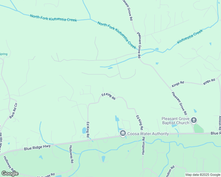 map of restaurants, bars, coffee shops, grocery stores, and more near 2073 Ed King Road in Blairsville