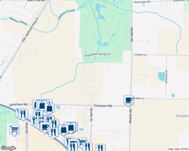 map of restaurants, bars, coffee shops, grocery stores, and more near 823 Summerfield Trail in Florence