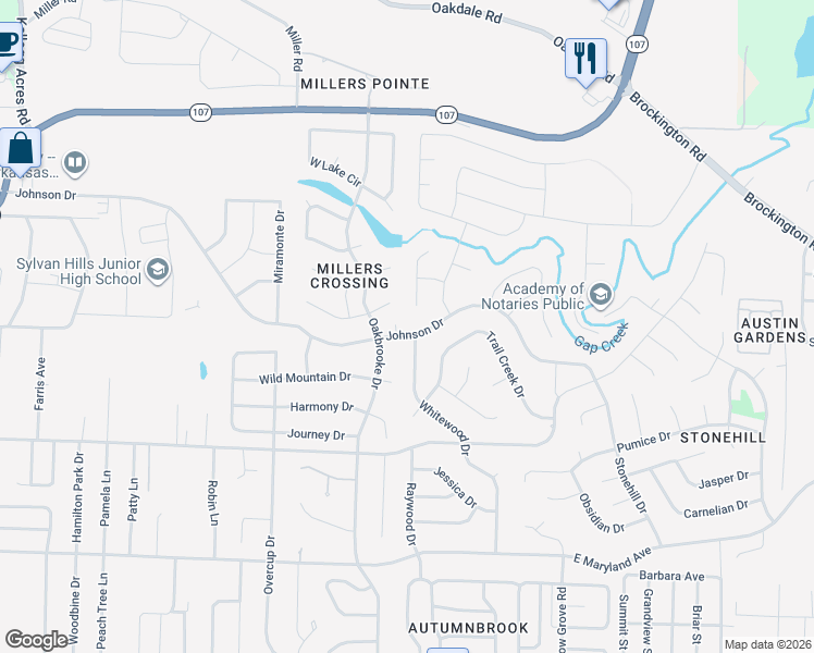 map of restaurants, bars, coffee shops, grocery stores, and more near 9316 Johnson Drive in Sherwood